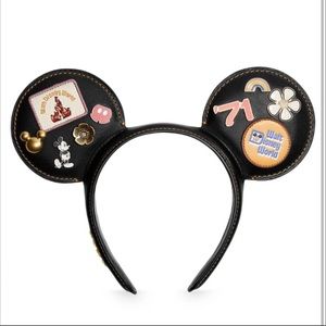 NWT Mickey Mouse Leather Ear Headband for Adults COACH Walt Disney World Black